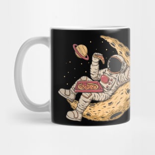 Astronaut Relaxing on Moon with Pizza Slice Mug